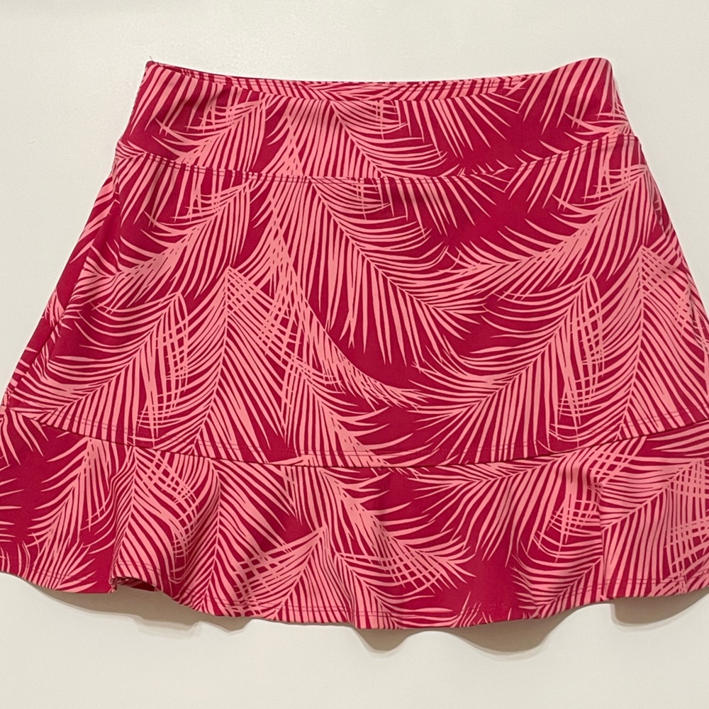 TOMMY BAHAMA Pink Palm Print Golf Pickleball Flounce Hem Activewear Skort Med - Picture 5 of 9